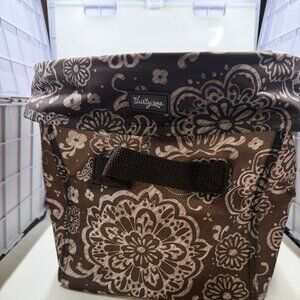 Thirty One collapsible round tote - Brown & White